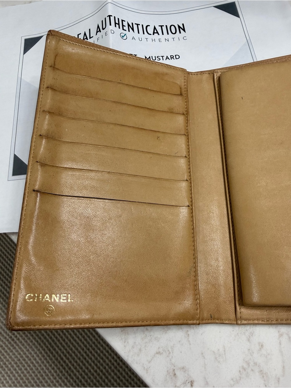CHANEL Mustard Caviar Leather Wallet - Picture 3 of 4